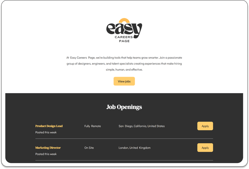 custom careers page example