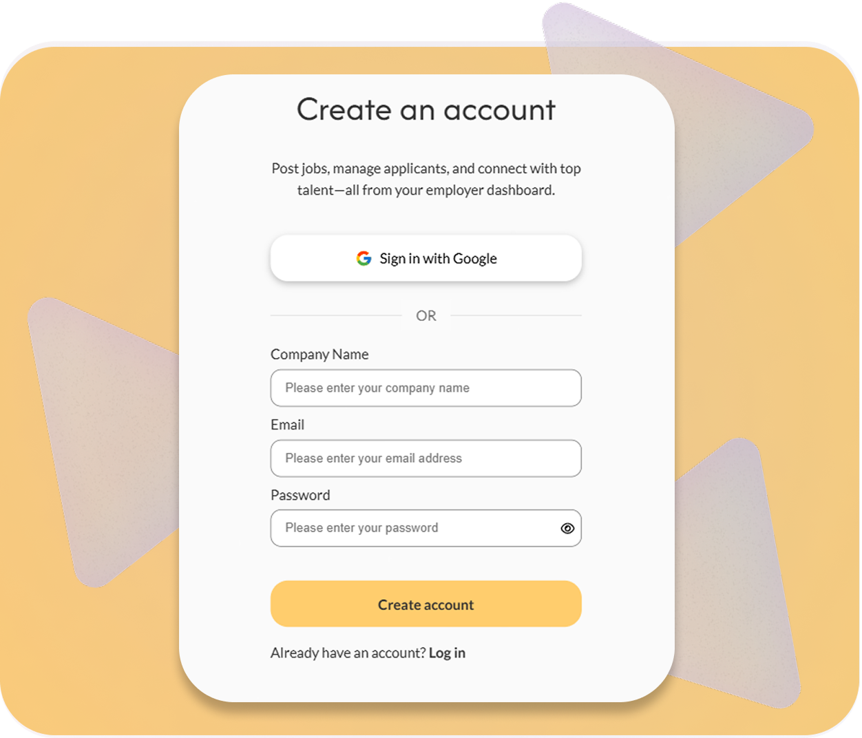 Create account form